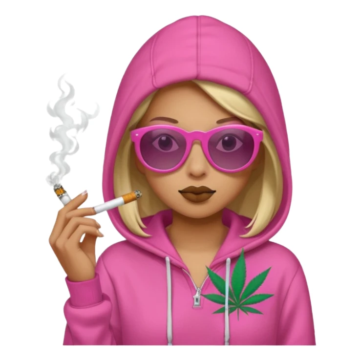 girl smoking weed with pink hoodie with shades sticker