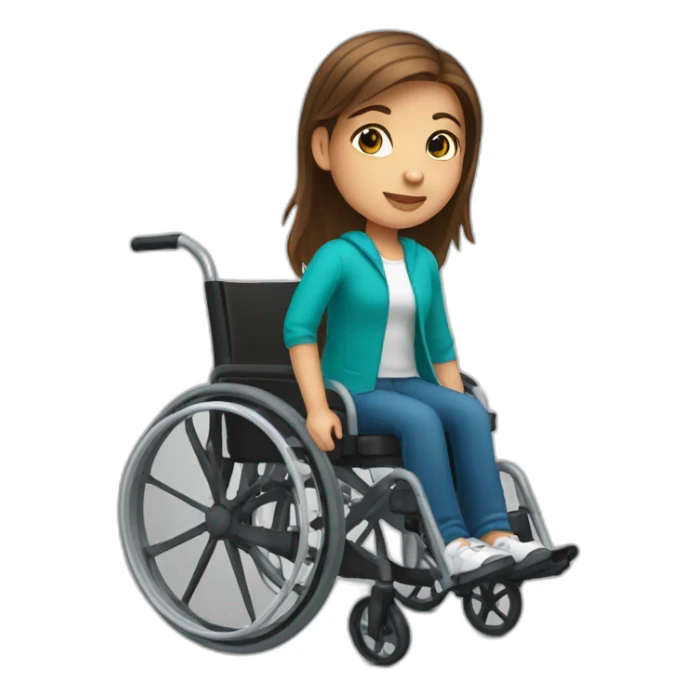 a brown hair girl using wheelchair sticker