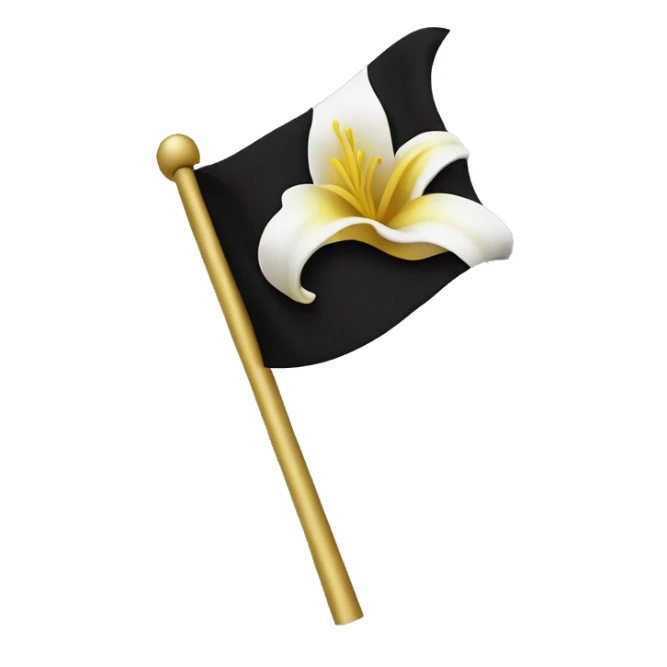 Black and white flag with gold lily flower  sticker