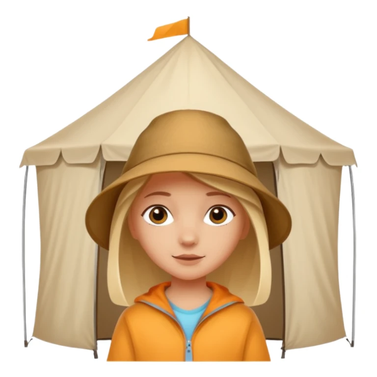 Seven-year-old White girl on a trip under a tent sticker