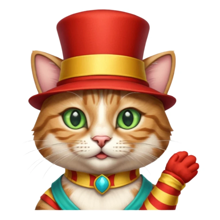 I wanna circus cat having a circus hat on is a circus gloves sticker