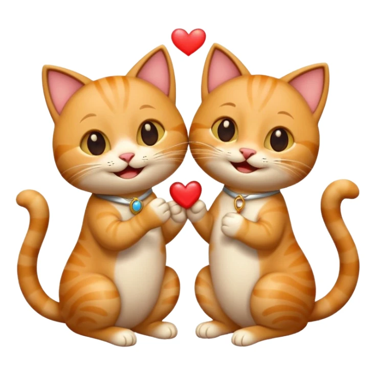 one happy cat proposing marriage to another happy cat, joyful, expressive, with a ring or proposal gesture, emoji style sticker