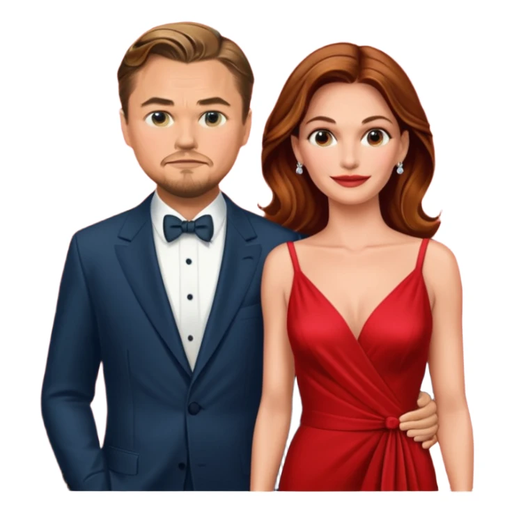 leonardo di caprio and Julia Roberts in a red dress sticker