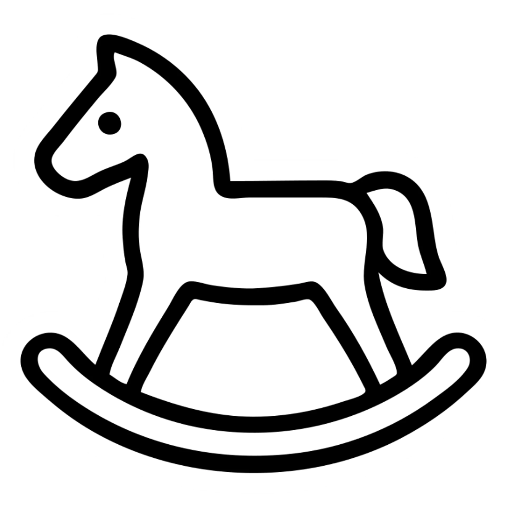 rocking horse, simple icon style, minimal details, clear silhouette, suitable for app icon sticker