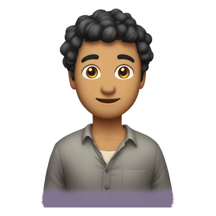  chico con pelo lasio largo,trigueño, vestido con polera negra sticker