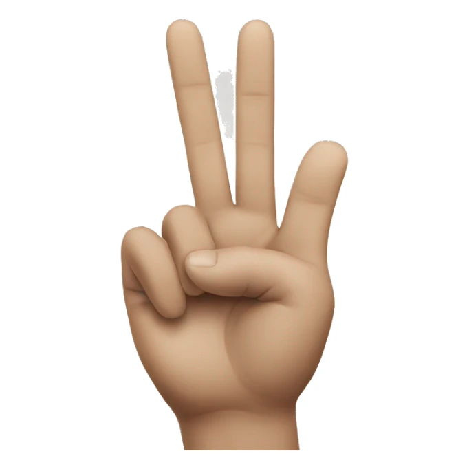 Peace fingers with kiss sticker