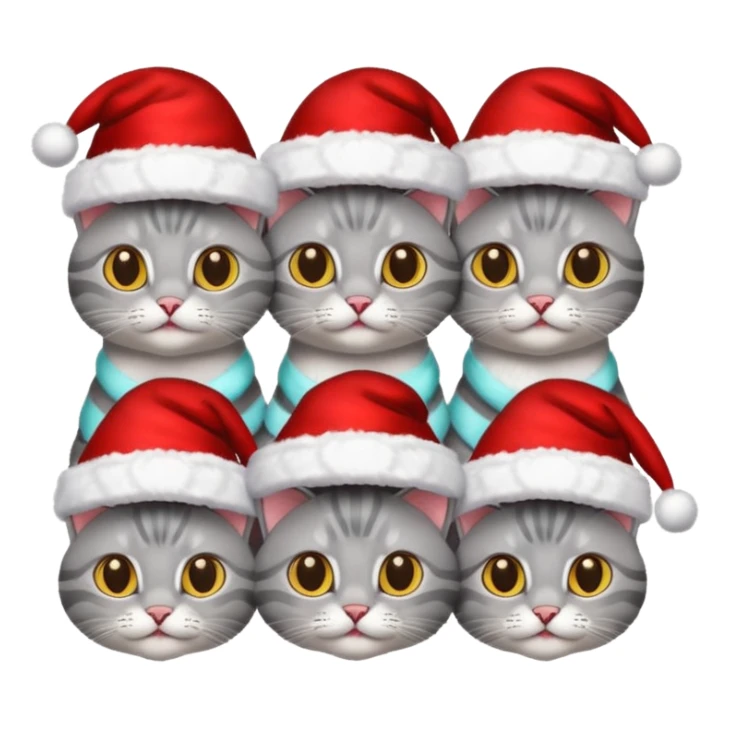 grey cats with Christmas hats sticker