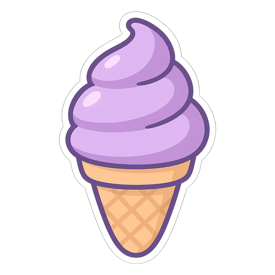 purple ice cream cone, chibi style sticker sticker