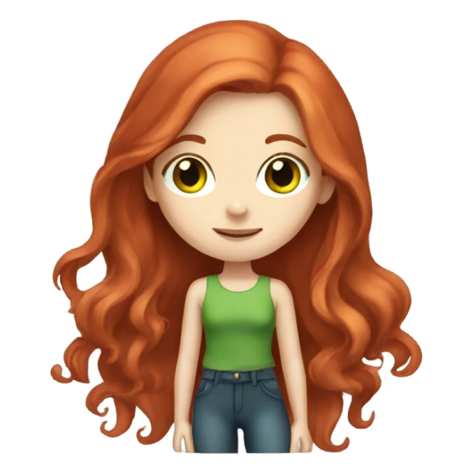 girl, red long hair,  pale-skin,green-eyes sticker