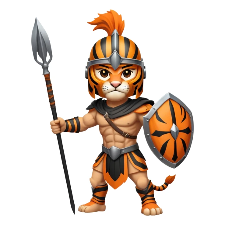 Spartan tiger warrior with helmet and spear sticker