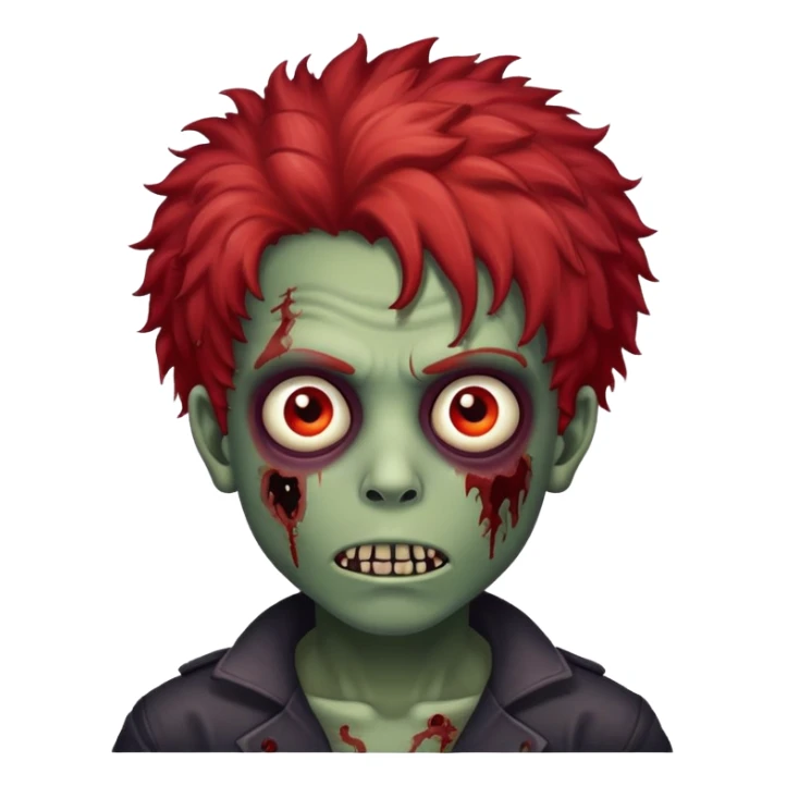 Boy zombie with kinky hair red sticker