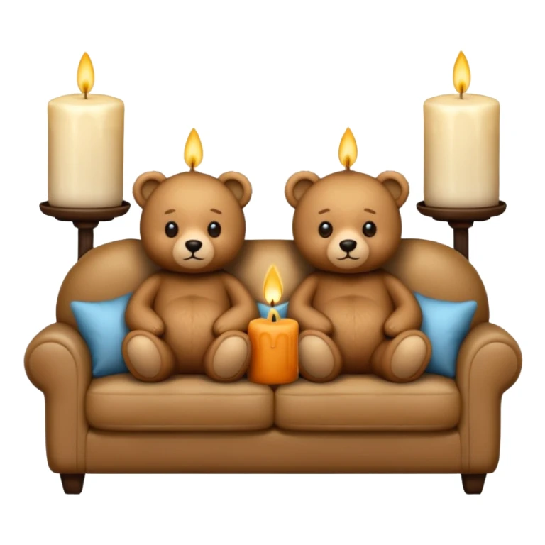 Two cozy teddy bears watching tv on couch with candles next to them sticker