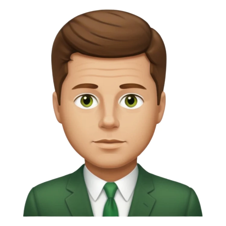 guy with a JFK style haircut that is medium brown. hazel eyes that lean green. light skin sticker