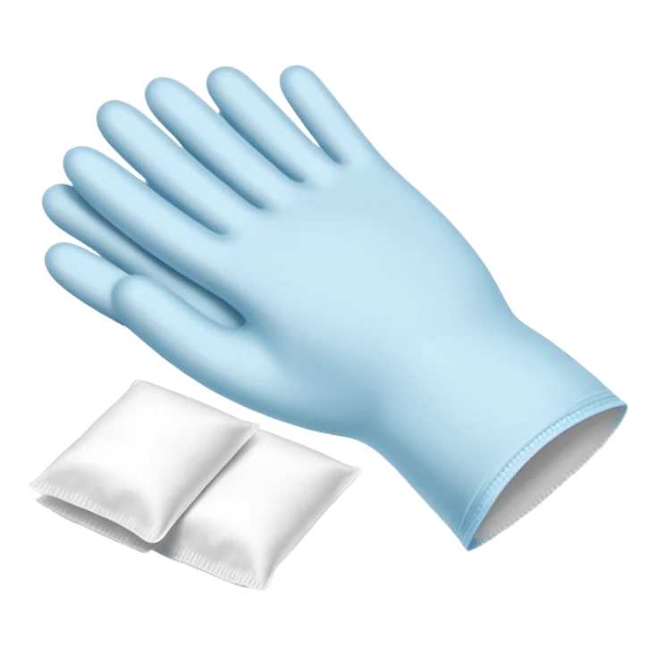 disposable gloves, cotton pads and swabs lying on a table sticker