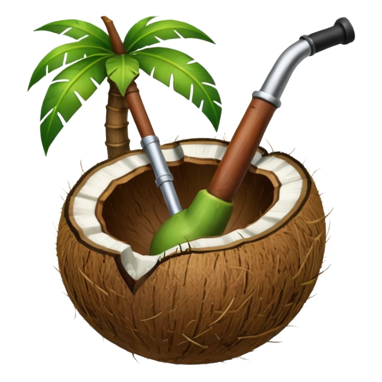 Coconut ith open and with pipe, outside the coconut should be green like raw sticker
