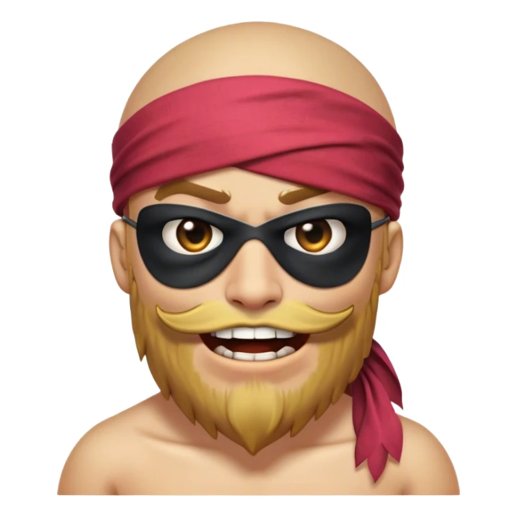 Clash of Clans aesthetic Comical Pirate Portrait Emoji, Head tilted dramatically with an exaggerated, fun expression and wide, comically expressive eyes behind a quirky eye patch, featuring a rugged yet cartoonish build with a playful bandana and natural skin tone, Simplified yet hilariously expressive features, highly detailed, glowing with a slightly sassy oceanic glow, high shine, dramatic yet playful, stylized with an air of cheeky maritime mischief, soft glowing outline, capturing the essence of a meme-worthy pirate who brings humor to epic quests! sticker