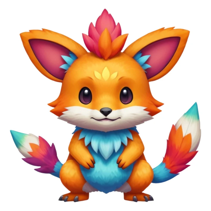 Colorful cute furry anthropomorphic painted Fakémon-Pokémon-creature sticker