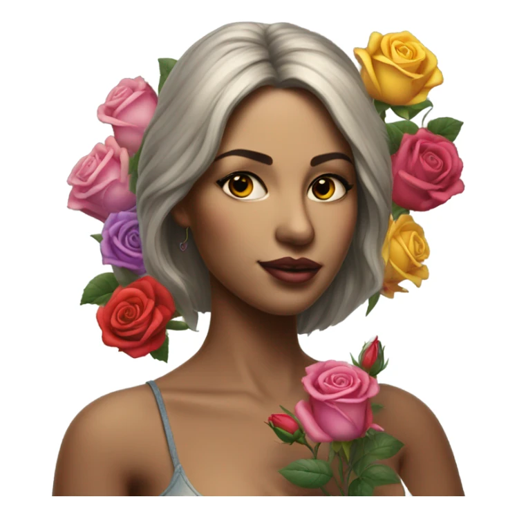 Hyper Realistic beautiful woman model with a small rose tattoo arranging flowers in a vase sticker