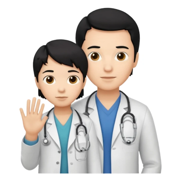 doctor black hair with a kid with casual clothes sticker