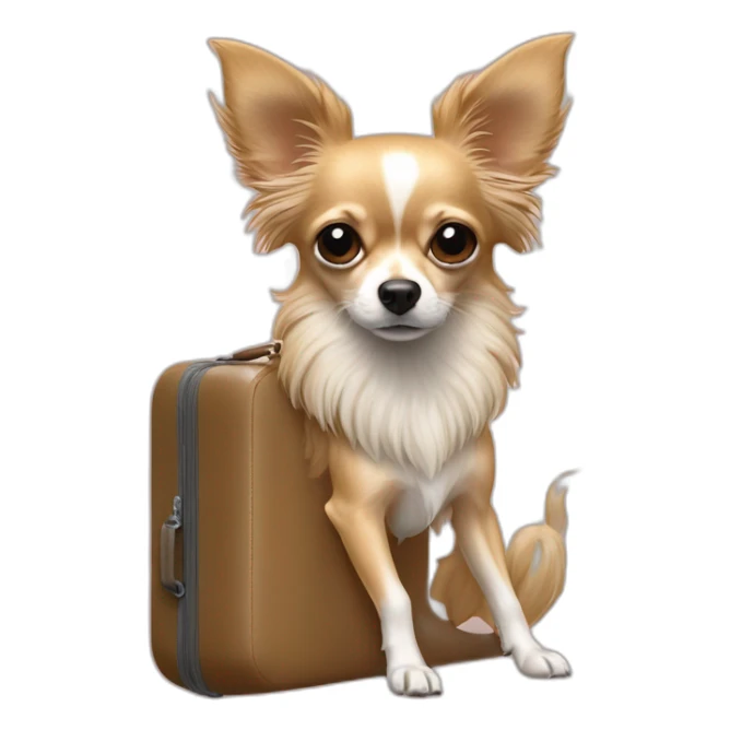 Long hair sand chihuahua sur le porte bagage d’un velo sticker