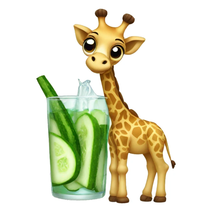 girrafe with a bow and a glass of cucumber water sticker