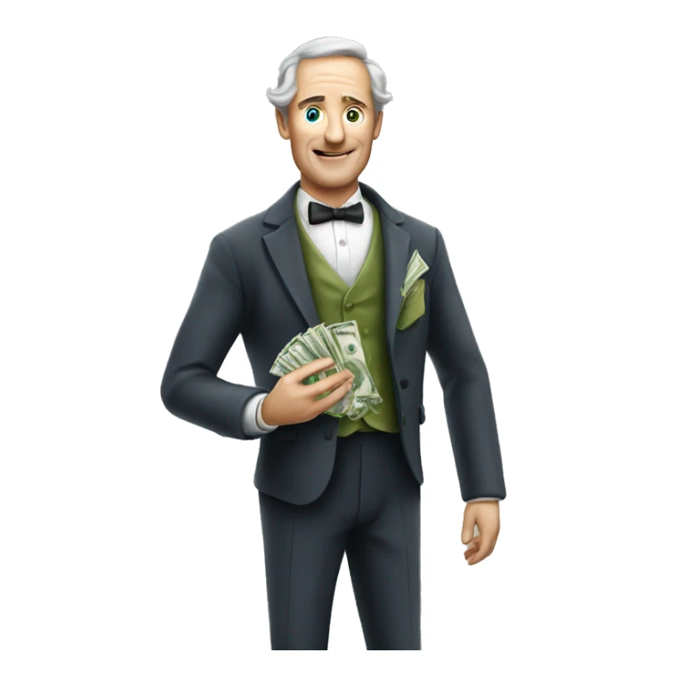 Photorealistic A British gentleman with money sticker