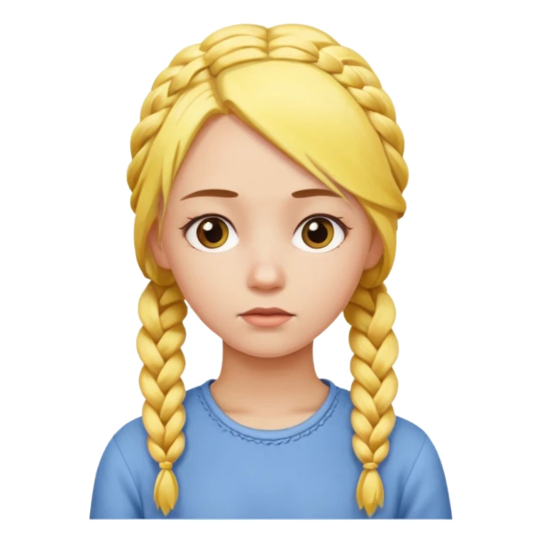 sarı saçlı örgülü düşünen bir kız  sticker