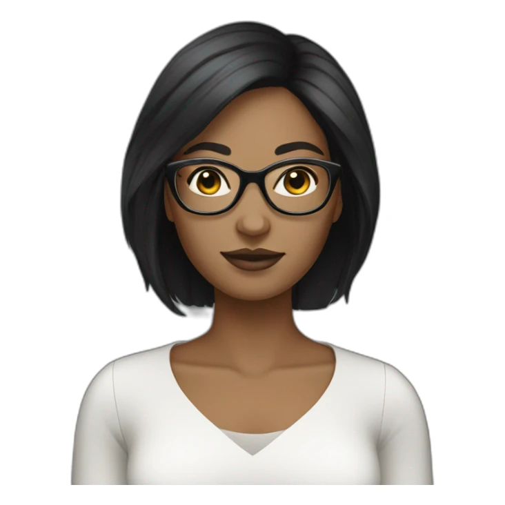 black hair white skin woman designer with glasses sticker