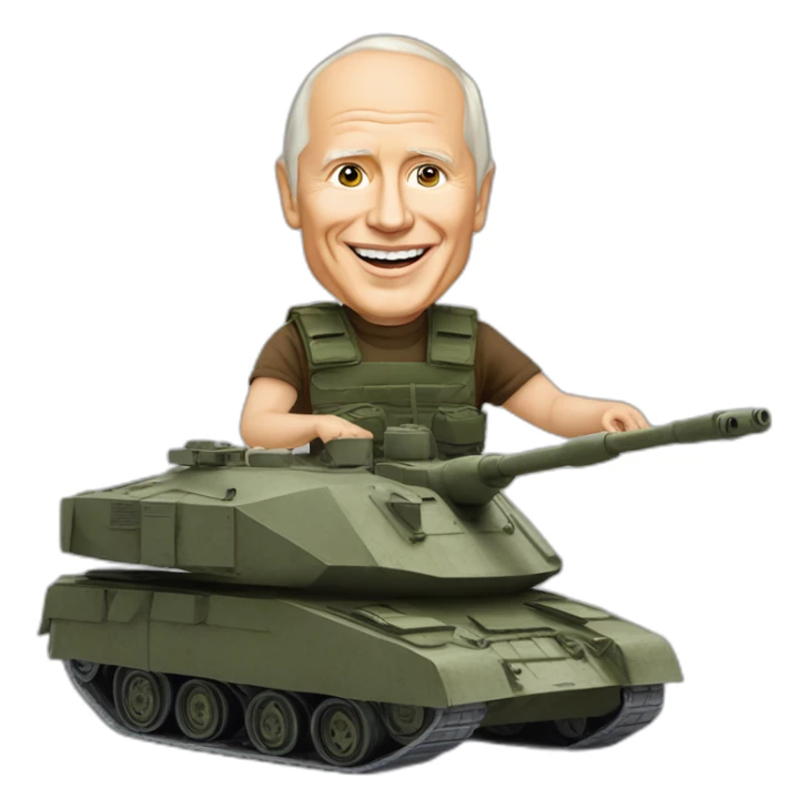 Vladimir Poutine qui mange une poutine sur un tank en patins à roulettes sticker