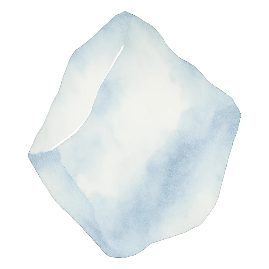 watercolor style ice, soft edges, blue gradients sticker