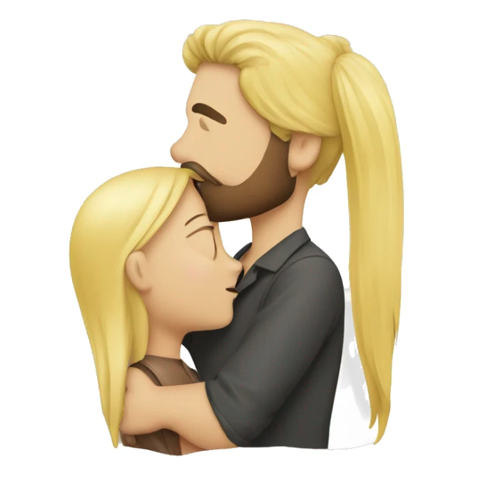 A guy with a beard kissing blond girl sticker