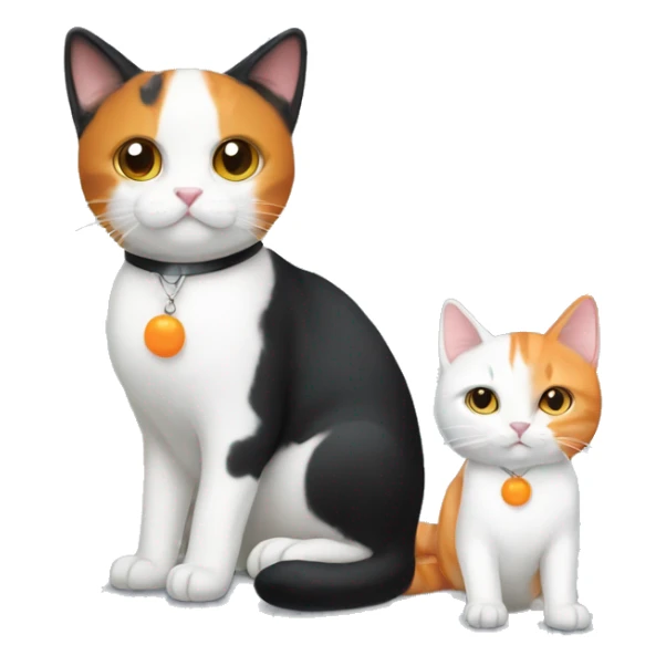 Tuxedo cat with a orange and white cat sticker