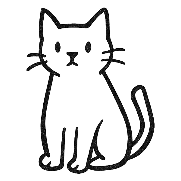 hand-drawn outlined icon of a cat sitting, no fill, black lines only sticker
