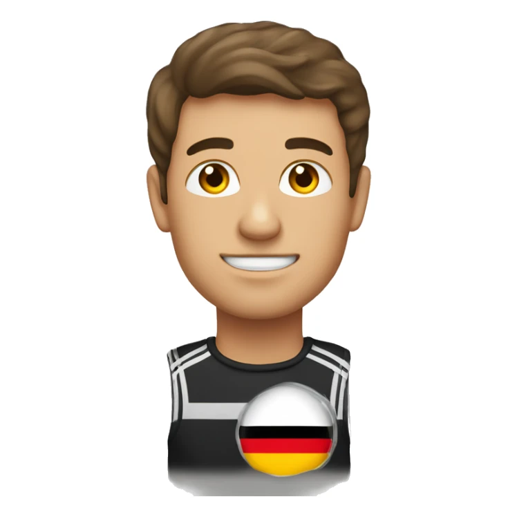 Mann mit braune haare mit Deutschland Flagge sticker