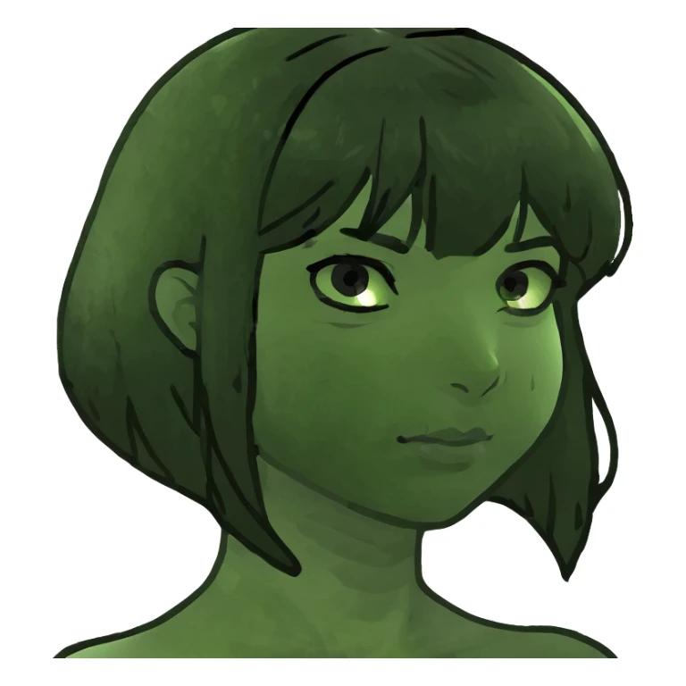 estilo zumbi, cabelo preto até o ombro com franjinha  sticker