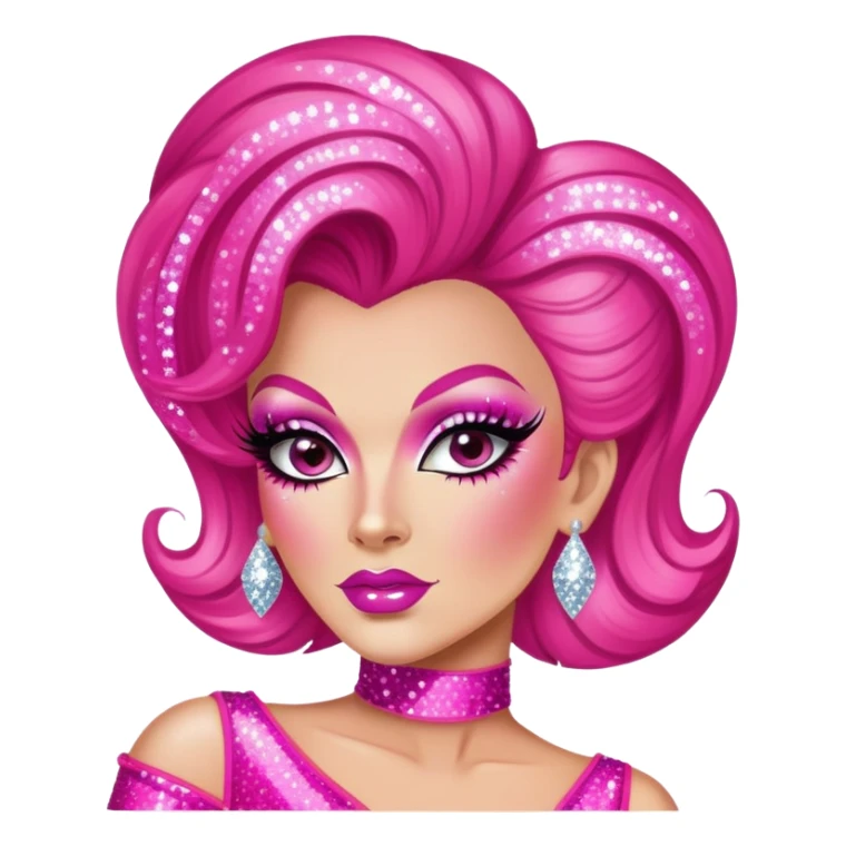 hot pink drag queen glitter sparkles babe girl makeup diva brat sticker