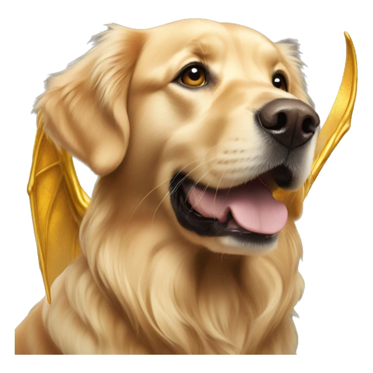 Golden retriever with gold dragon wings  sticker