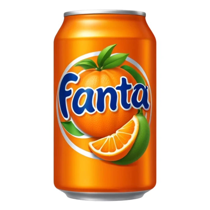 Draw a bright orange Fanta can with the bold logo & fruit graphics. sticker