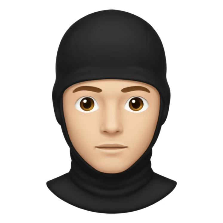 A guy with a brown mullet and a black baclava sticker