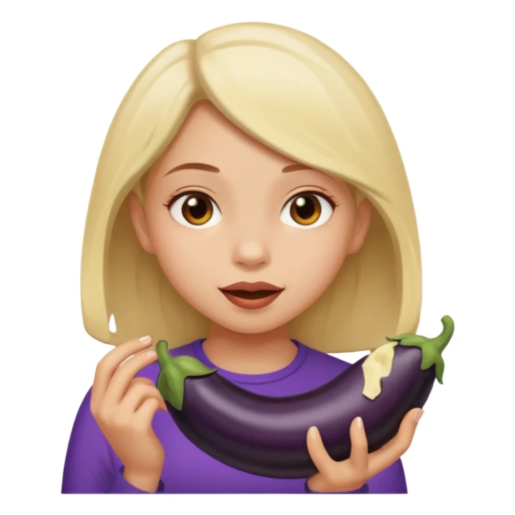 girl eating a black eggplant sticker