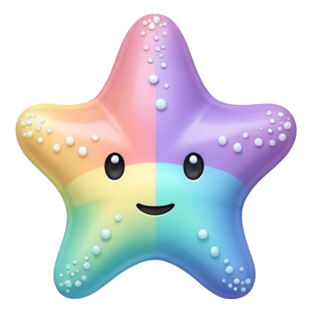 sea star, gentle pastel rainbow, light sugar dusting, adorable minimalist face, 3D, elegant and clean sticker