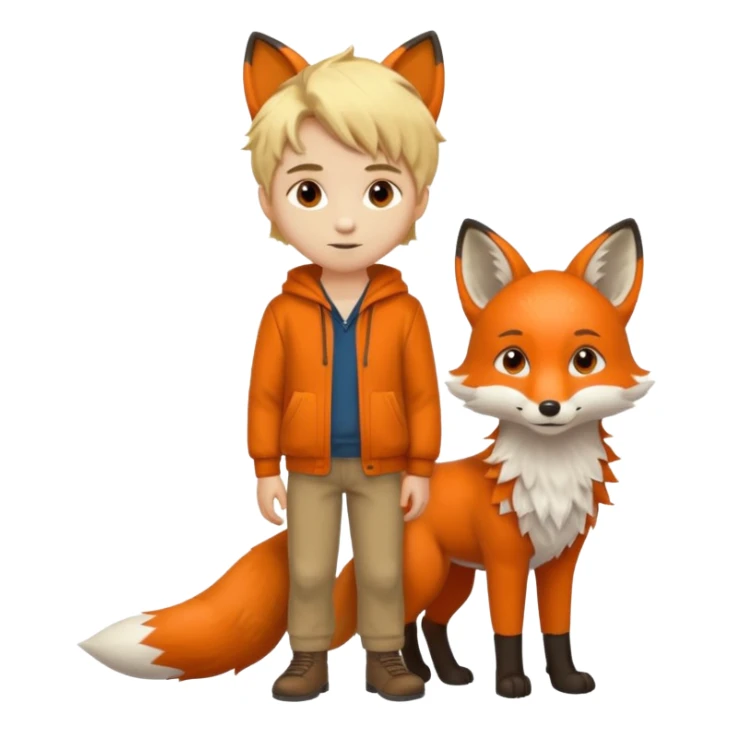 Pequeno Príncipe de corpo inteiro e a raposa sticker