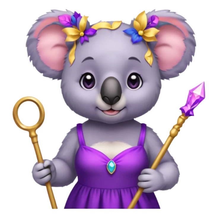 koala purple drees eyelashe magic wand sticker