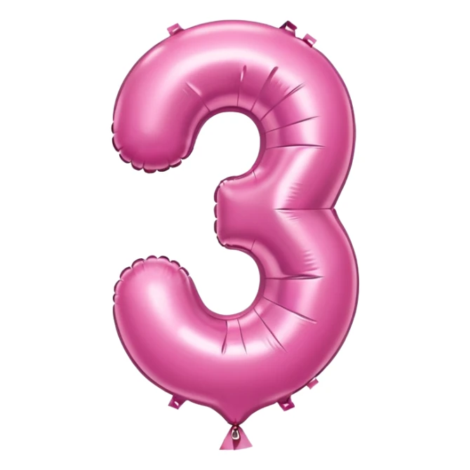 pink balloon shaped as the number 3 sticker