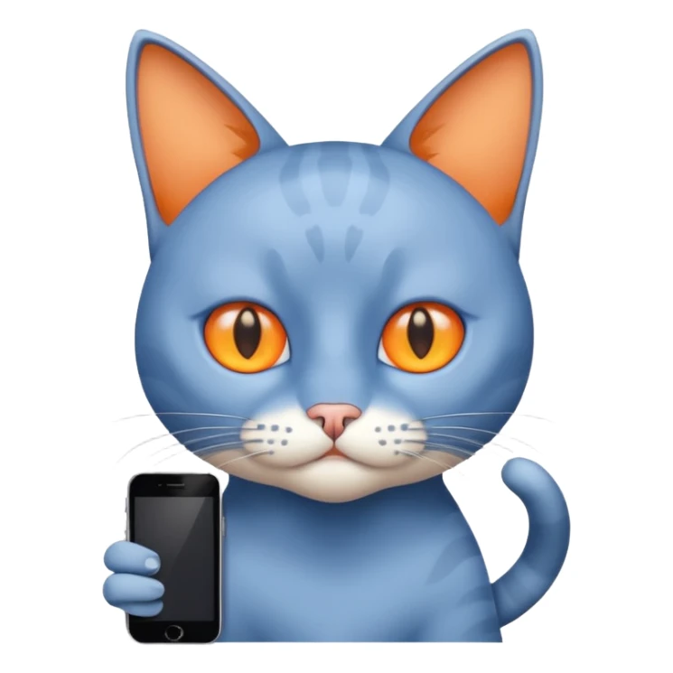 Cat with no ears head blue body blue with gadget sticker