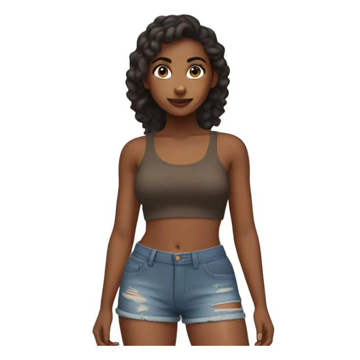  brown girl with cropped top and booty shorts sticker
