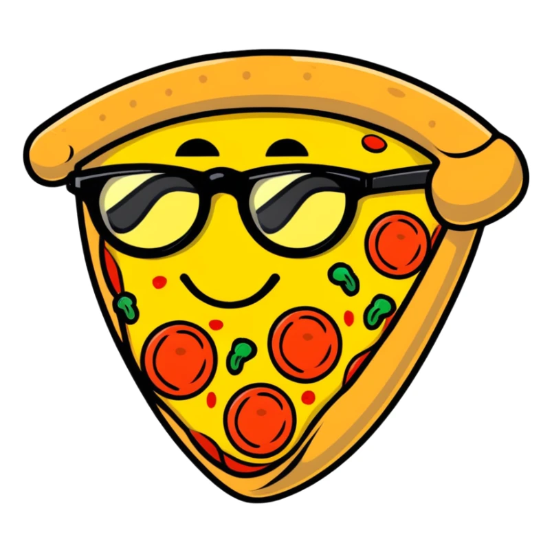 pizza caricature with large funny glasses sticker