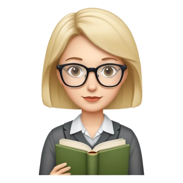 female teacher with glasses and book sticker