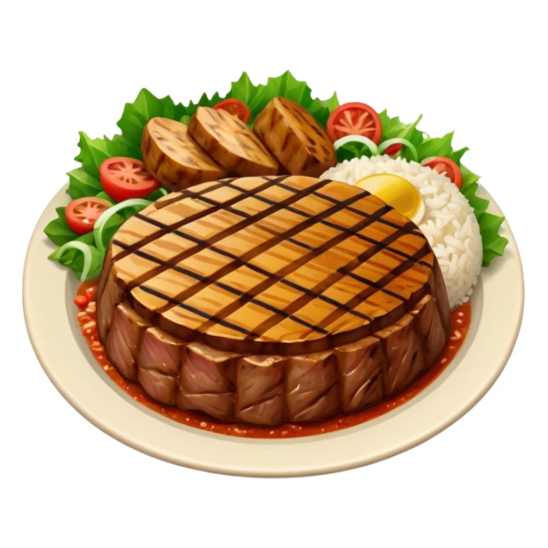 Brazilian dish with salad, rice and meat sticker