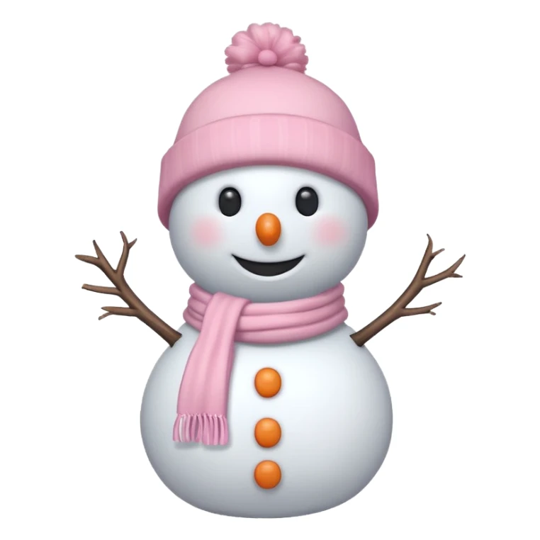 cute white and light pink snowman  sticker